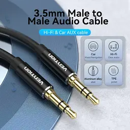 Кабель мультимедійний 3.5mm M to 3.5mm M 1.5m black Vention (BAXBG) - мініатюра 3