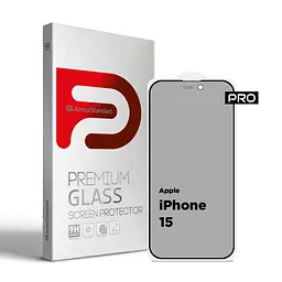 Захисне антишпигун матове скло для Apple iPhone 15, Pro Anti-spy Matte, повноекранне, загартоване, конфіденційне, повне проклеювання, із затемненням з боків, протиударне з олеофобним покриттям, проста установка, ArmorStandart (ARM73171)