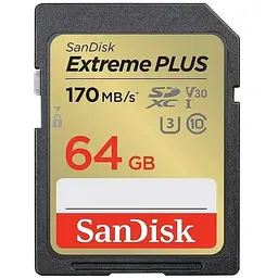 Карта пам'яті SanDisk 64GB SD class 10 UHS-I Extreme PLUS (SDSDXW2-064G-GNCIN)