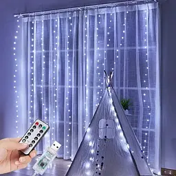 Світлодіодна гірлянда штора Led Glow крапля роси 3x3 м 300 led з пультом біла