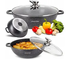 Каструля з кришкою Kamille KM-4486 32х8.5 см чорна