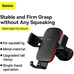 Тримач Baseus Metal Age II Gravity Car Mount (Air Outlet Version) (SUJS000001) чорний - мініатюра 9