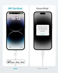 Кабель Anker 322 USB-C to Lightning - 1.8m Nylon White (6908154) - мініатюра 2