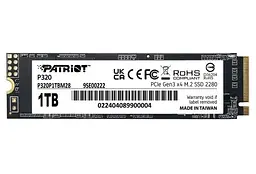 Твердотільний накопичувач SSD 1Tb, P320, PCI-E 3.0 x4, M.2 2280, 3D TLC, 3000/2200 МБ/с Patriot teh0019785 - мініатюра 1