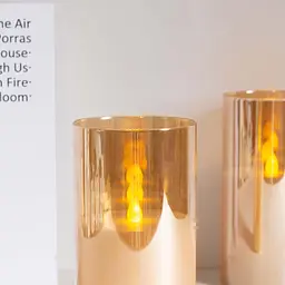 Світлодіодні свічки Vtobay Gold Glass 10x20 см, без полум'яні, мерехтливі, що працюють від батарейок, із справжнього воску - мініатюра 2