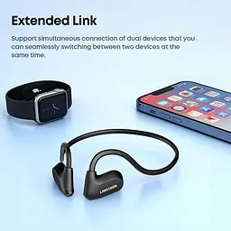 Навушники Langsdom кісткові бездротові BE24 з памʼяттю 16GB MP3 плеєром Bluetooth та шумоподавленням для бігу і спорту Фіолетовий - мініатюра 9