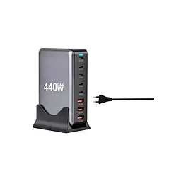 Зарядний пристрій XoKo 2xUSB-С PD100W + 3xUSB-С PD65W + 3xUSB QC18W 440W GaN (QC-400) - мініатюра 4