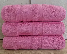 Набір турецьких бамбукових махрових рушників Zeron 3 штуки 70х140 Bamboo Pink