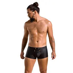 Чоловічі шкіряні боксери з клапаном Passion 050 SHORT PATRICK S/M Black - мініатюра 3