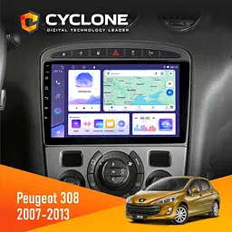 Штатна магнітола Peugeot 308 2007-2013 Black Cyclone C9-011 4x64, DSP Cyclone (НФ-00007098)