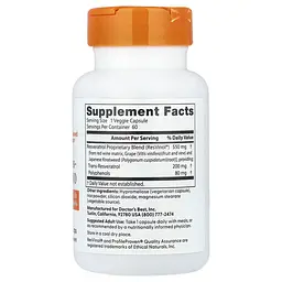 Ресвератрол Trans-Resveratrol with ResVinol 200 mg 60 капсул Doctor's Best vit0005015 - мініатюра 2