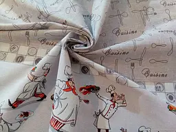 Скатертина Ecotton 150х180 см бавовняна з рогожки біла світло-сіра 30161-1 Шеф-повар (21413) - мініатюра 1