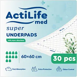 Пелюшки гігієнічні Actilife Med Super поглинаючі 60х60 см 30 шт.