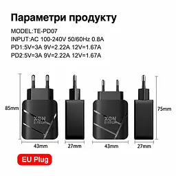 Зарядний пристрій XON PowerCharge 40W (PD20) USB Type-C (PCWC040020A0С2B 6099) Чорний - мініатюра 6