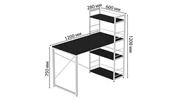 Письмовий стіл Ferrum-decor Серії Конект з етажеркою 75x120x60 білий ДСП Сосна Кембра 16мм (FRD-104229) - мініатюра 5