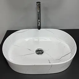 Умивальник VBI Verona накладний 50x34 см marble white glossy VBI-011330 - мініатюра 6