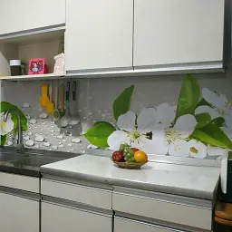 Вініловий кухонний фартух Happy Pocket Квіти яблуні Краплі води наклейка для кухні ПВХ Текстури Сірий Z181861
