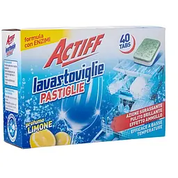 Таблетки для посудомийної машини ACTIFF PASTIGLIE LAVASTOVIGLIE TAB  з ароматом лимону 40 шт.
