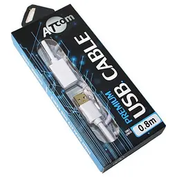 Кабель USB 2.0 AM - USB AF, 0.8 м, білий, Atcom Premium (13424)