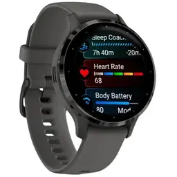Смарт-годинник Garmin Venu 3S з сланцевим сталевим безелем та сірим силіконовим ремінцем
