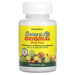 Мультивітаміни та мінерали, Multi-Vitamin & Mineral, Source of Life, 90 міні таблеток Nature's Plus vit0001863