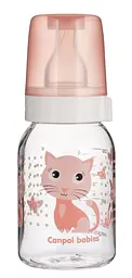 Пляшка з вузьким отвором 120 мл з малюнком "BPA FREE" колекція "Веселі звірята" Рожева