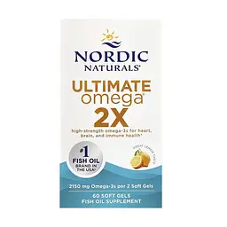 Омега-3 риб'ячий жир Nordic Naturals Ultimate Omega 2X для серця, мозку та зору 60 софтгелів