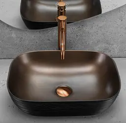 Умивальник Rea Belinda накладний 46.5x33 см black brushed copper REA-U6384 - мініатюра 4