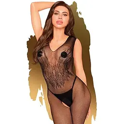 Бодістокінг з візерунком у вигляді крил та метелика Penthouse - Wild catch Black S/L