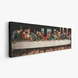 Інтер'єрна картина Тайна вечеря, Леонардо да Вінчі, Leonardo da Vinci, The Last Supper, релігійний декор, 60×168 см (id5894)