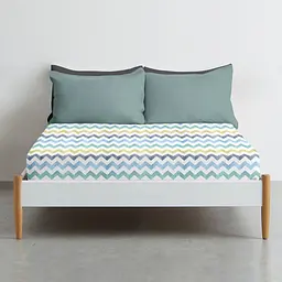 Простирадло Cosas на резинці 90х200 zigzag, бірюзовий (ZigBlueYellow_90x200x20) - мініатюра 2