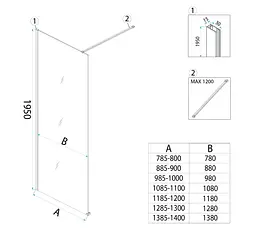 Душова стінка Rea Flexi Walk-In 90x195 transparent brushed gold KPL-K99266 - мініатюра 8