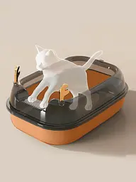 Лоток для котів ELE PET 36 х 50 х 18см, відкритий туалет з лопаткою, Помаранчевий - мініатюра 3