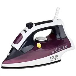 Праска Adler AD 5022, 3000 Вт, підошва з нержавіючої сталі, паровий удар 65 г/хв 1 шт. білий (30213-IS)