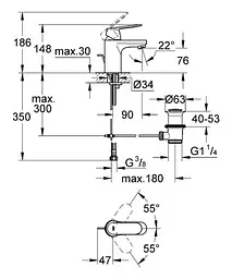 Змішувач для умивальника Grohe Eurosmart Cosmopolitan 32825000 Хром - мініатюра 2