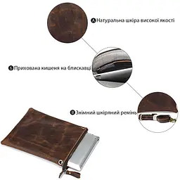 Сумка-планшет із натуральної вінтажної шкіри 14061 Vintage коричнева - мініатюра 6