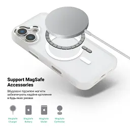 Чохол ArmorStandart Unit MagCase для Apple iPhone 17 Matte Clear Silver + Pink Button Set - мініатюра 4