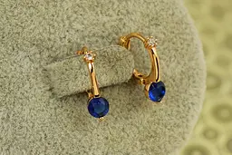 Сережки дитячі Xuping Jewelry Чарівність із синім каменем 1,5 см золотисті - мініатюра 2