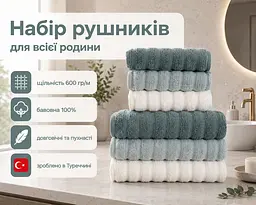 Набір турецьких махрових рушників Cestepe MicroCotton Premium 3 штуки 50x90 + 3 штуки 70х140 Ezgi 6 щільність 600 г/м2 - мініатюра 2