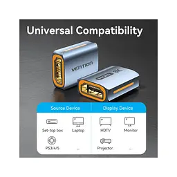 Перехідник HDMI F to HDMI F 8K Aluminum black Vention (AIUH0) - мініатюра 5
