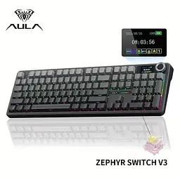 AULA F108PRO — бездротова ігрова механічна клавіатура (повнорозмірна), Чорний - мініатюра 2