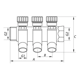 Колектор вентильний з фітингом Koer KR.1123-4 3/4"x4 ways KR2831 - мініатюра 2