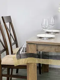 Скатертина силіконова з чорно-золотою стразовою стрічкою 370х150 см - мініатюра 7