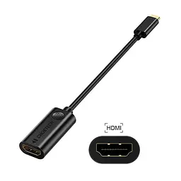 Перехідник Choetech HDMI - USB Type-C (M/F), Black (HUB-H04) - мініатюра 2