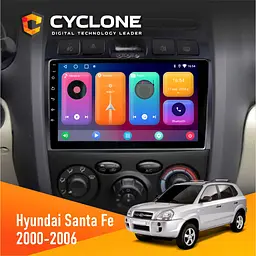 Штатна магнітола Hyundai Santa Fe 2000-2006 Cyclone C9-001 2x32 CPL Cyclone (НФ-00002279)