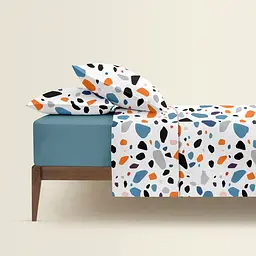 Комплект постільної білизни Cosas євро з простирадлом на резинці GEMSTONES CS12 200 x 220 см (StoneOrangeBlueWhite_El-Sky_200) - мініатюра 2
