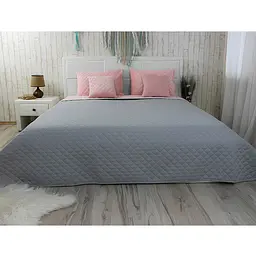 Покривало велюр Pink and Grey Руно ромб 180 х 220 см (340.55 Pink and Grey ромб) - мініатюра 2