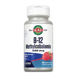 Вітамін B12 1000 мкг KAL (B-12 Methylcobalamin) - 90 таблеток, малина