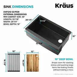 Кухонна мийка Kraus Kore KWF210-33/PGM, Графит - мініатюра 6