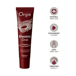 Віброблиск для губ Orgie Electric Oral Lips Gloss Strawberry, 10 мл (полуниця) - мініатюра 2